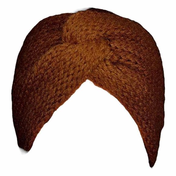 Handmade Crochet Bow Knot / Turban Style Headband Earmuffs, Camel Color, New - Picture 1 of 5